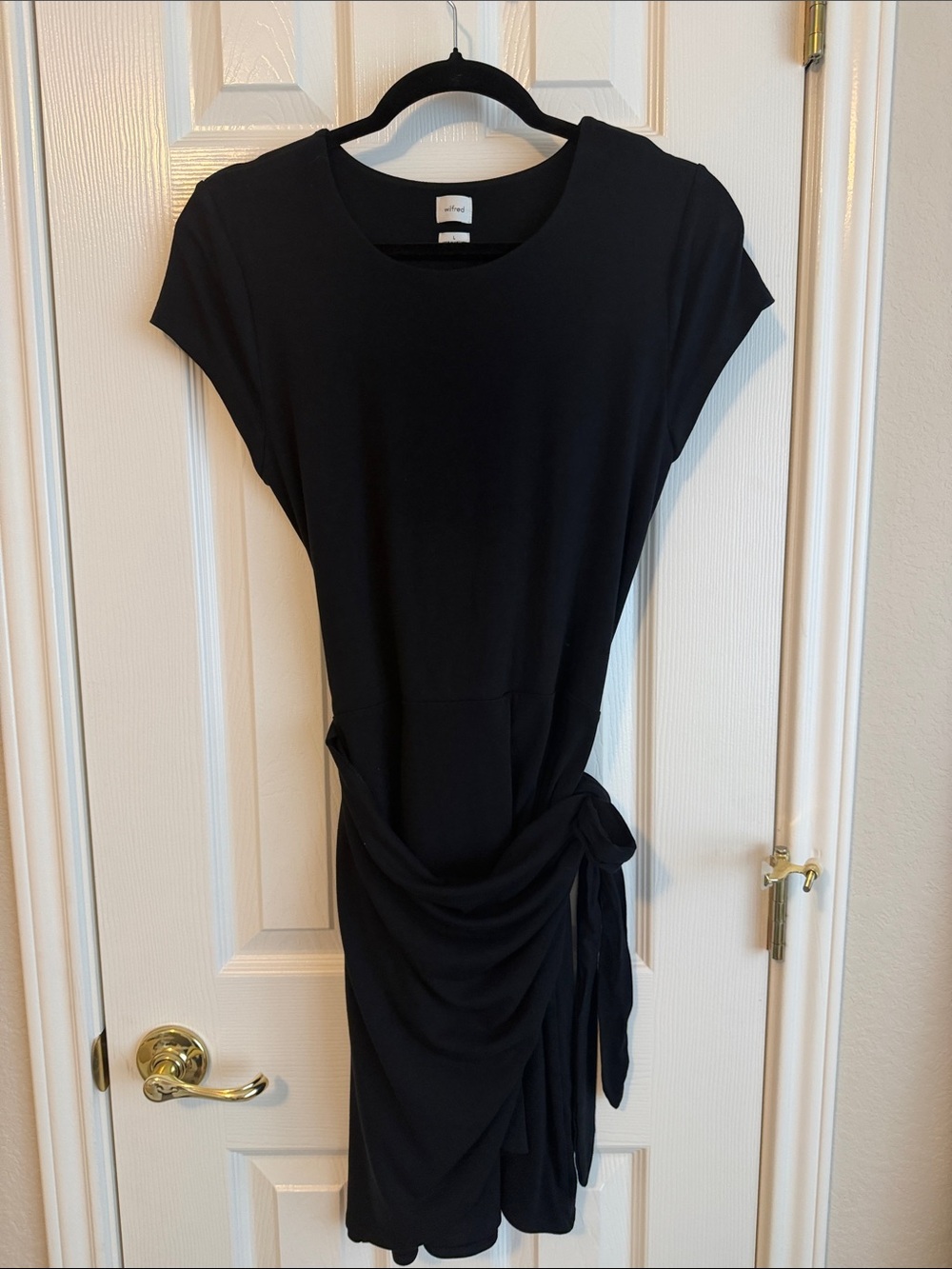 Aritzia Black Side-Tie Midi Dress